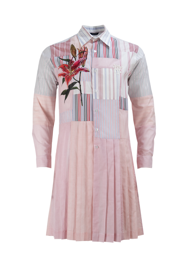 Pansies Pink Patchwork Cotton Dressshirt