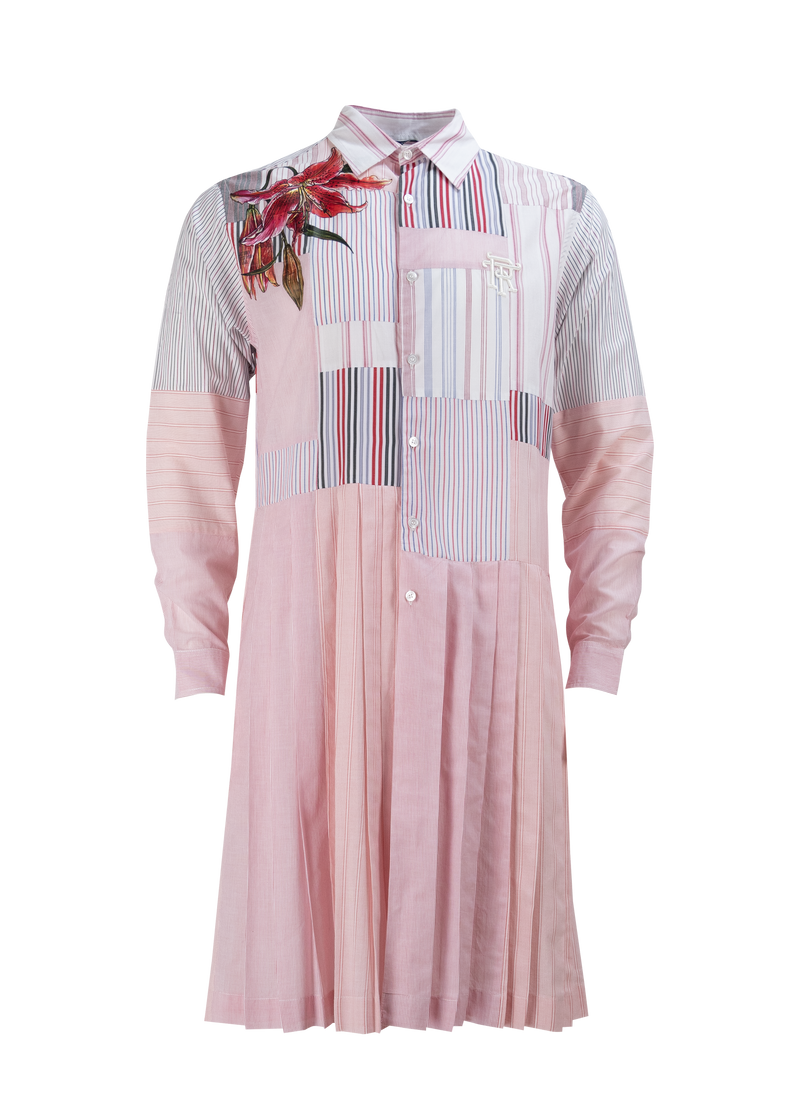 Lilies Pink Patchwork Cotton Dressshirt