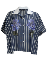 Chrysanthemums Blue Shirt