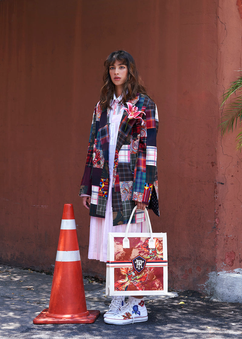 Pansies Pink Patchwork Cotton Dressshirt