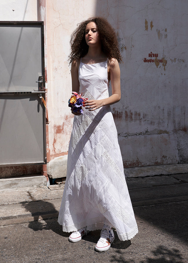 White Patchwork Dress