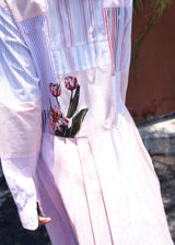 Pansies Pink Patchwork Cotton Dressshirt